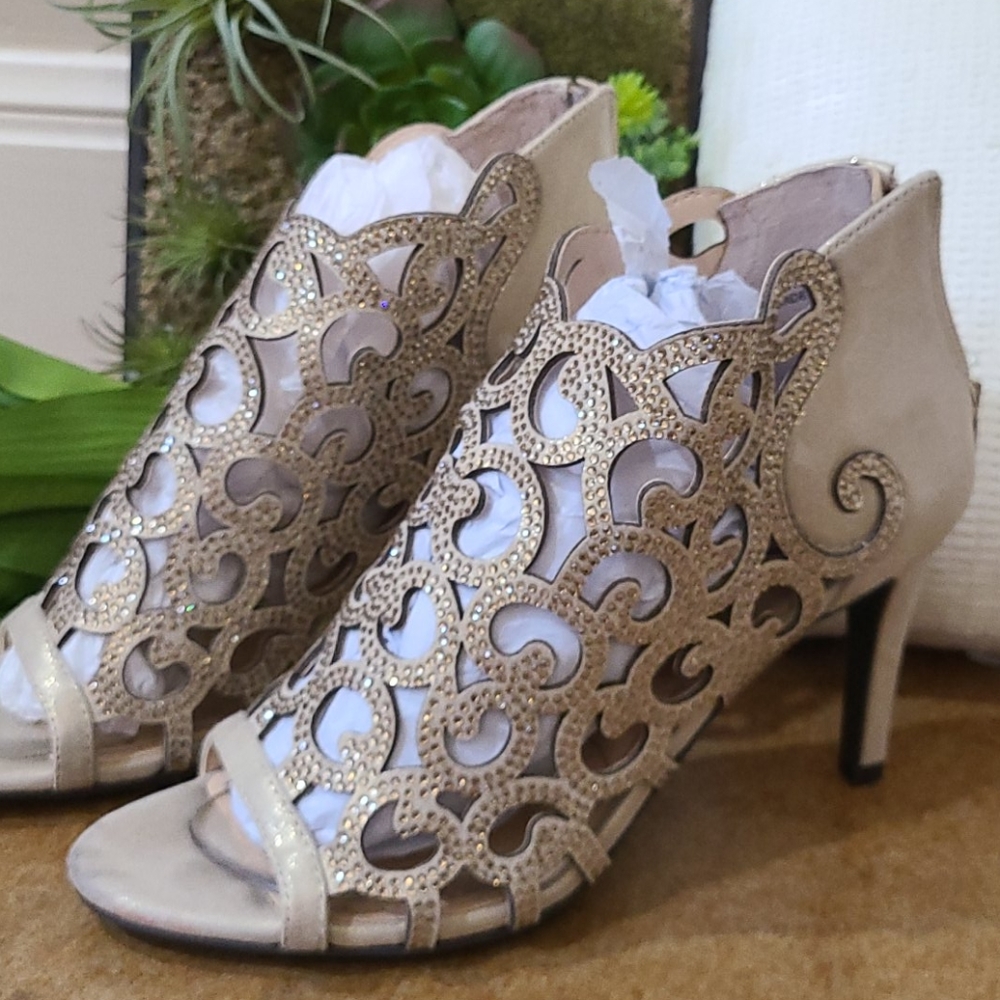 J.Reneé Champagne Cage heels